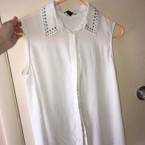 White see through tank top with collar detail